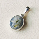 Hepburn and Hughes Isle of Skye Marble Pendant | Scottish Gift | 15mm Oval Grey Stone | Sterling Silver