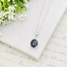 Hepburn and Hughes Isle of Skye Marble Pendant | Scottish Gift | 15mm Oval Grey Stone | Sterling Silver