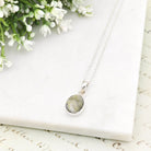 Hepburn and Hughes Isle of Skye Marble Pendant | Scottish Gift | 15mm Oval Grey Stone | Sterling Silver