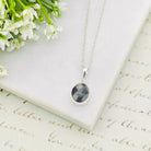 Hepburn and Hughes Isle of Skye Marble Pendant | Scottish Gift | 15mm Oval Grey Stone | Sterling Silver