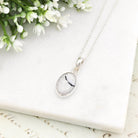 Hepburn and Hughes Isle of Skye Marble Pendant | Scottish Gift | 18mm Grey Oval Stones | Sterling Silver