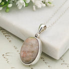 Hepburn & Hughes Isle of Skye Marble Pendant | Scottish Gift | 18mm White and Grey Oval Stones | Five options | Sterling Silver
