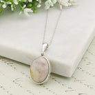 Hepburn & Hughes Isle of Skye Marble Pendant | Scottish Gift | 18mm White and Grey Oval Stones | Five options | Sterling Silver
