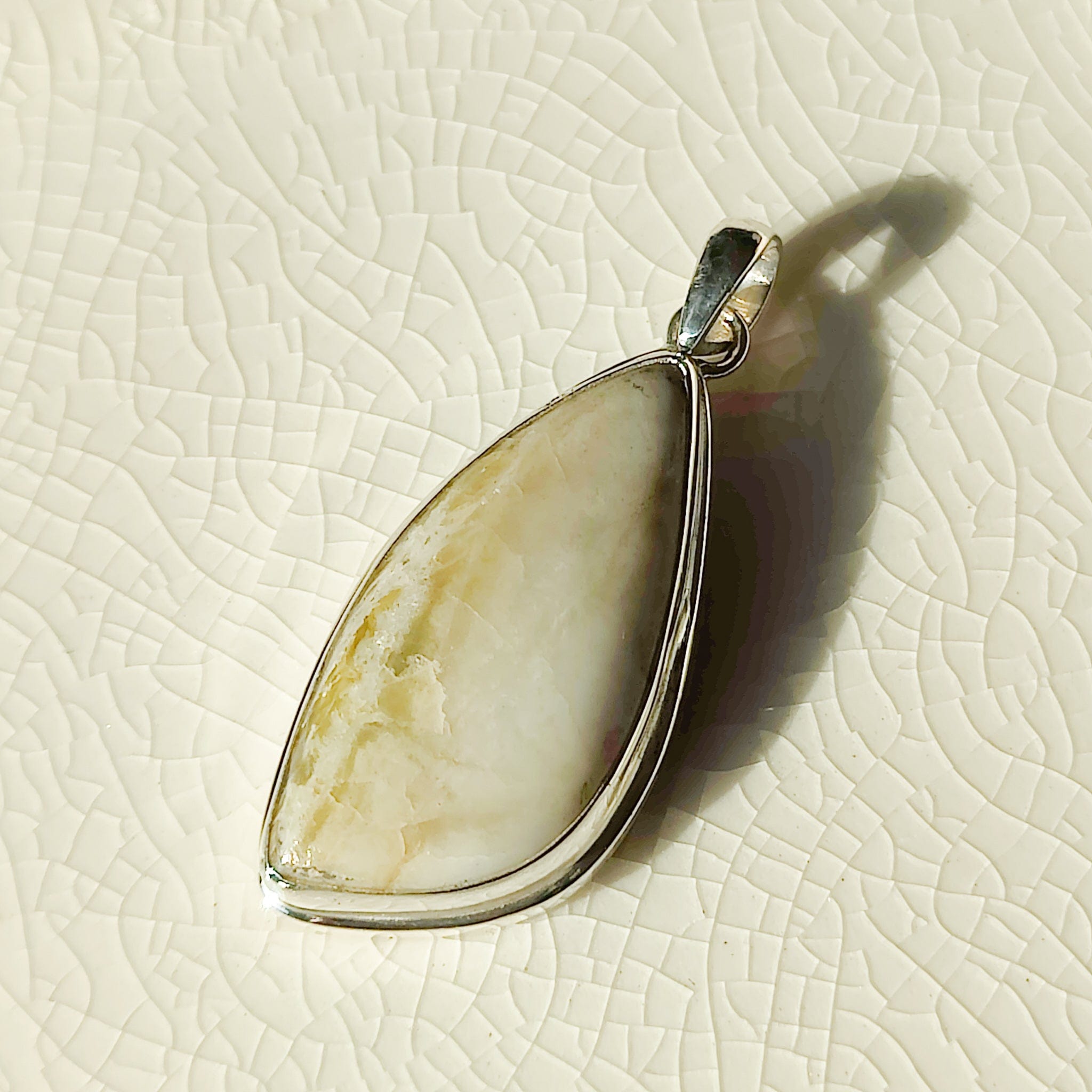 Hepburn & Hughes Isle of Skye Marble Pendant | Scottish Gift | 30mm Pale Green Stone | Sterling Silver