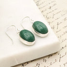 Hepburn and Hughes Jade 15mm Oval Earrings | Green Gemstone | 35th Anniversary | Sterling Silver