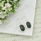 Hepburn and Hughes Jade 15mm Oval Earrings | Green Gemstone | 35th Anniversary | Sterling Silver
