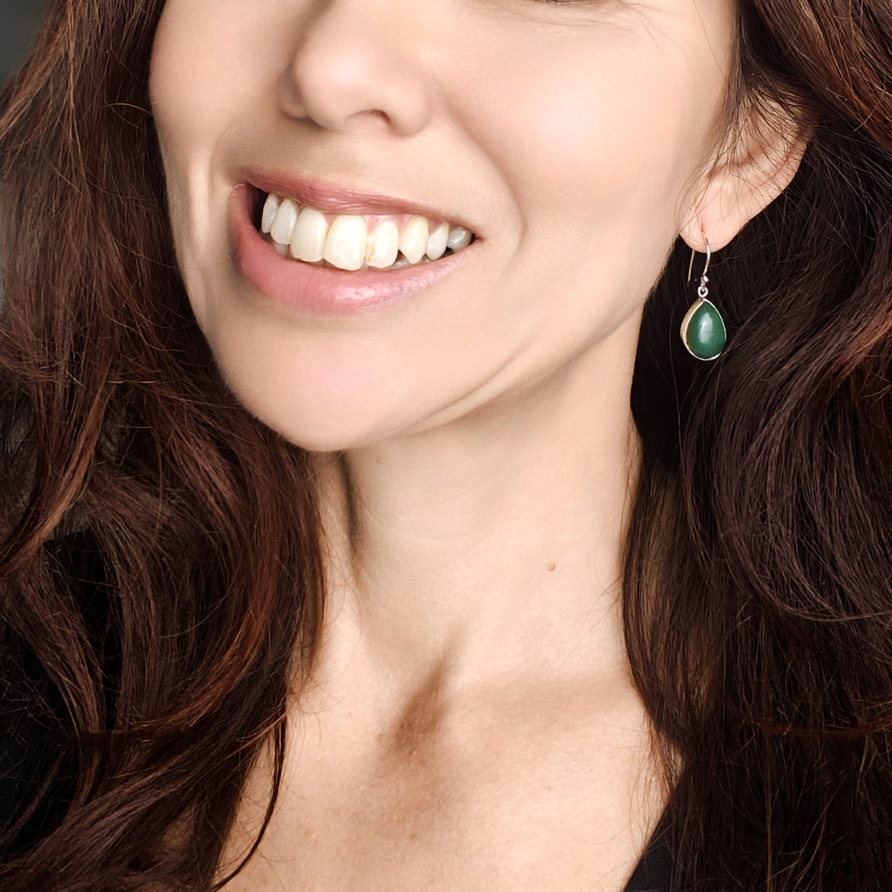 あい Jade Earrings | Green Teardrop Gemstone | 35th Anniversary