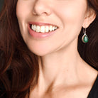 Hepburn and Hughes Jade Earrings | Green Teardrop Gemstone | 35th Anniversary | Sterling Silver