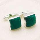 Hepburn and Hughes Jade Gemstone Cufflinks | 35th Wedding Anniversary | Sterling Silver