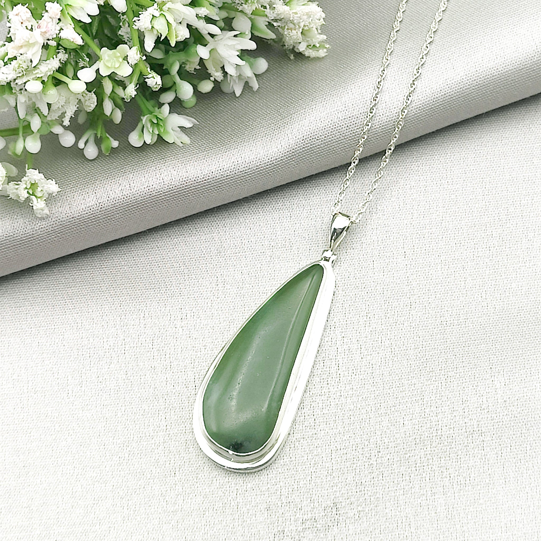 Hepburn and Hughes Jade Pendant | 48mm Curve | 35th Anniversary | Sterling Silver