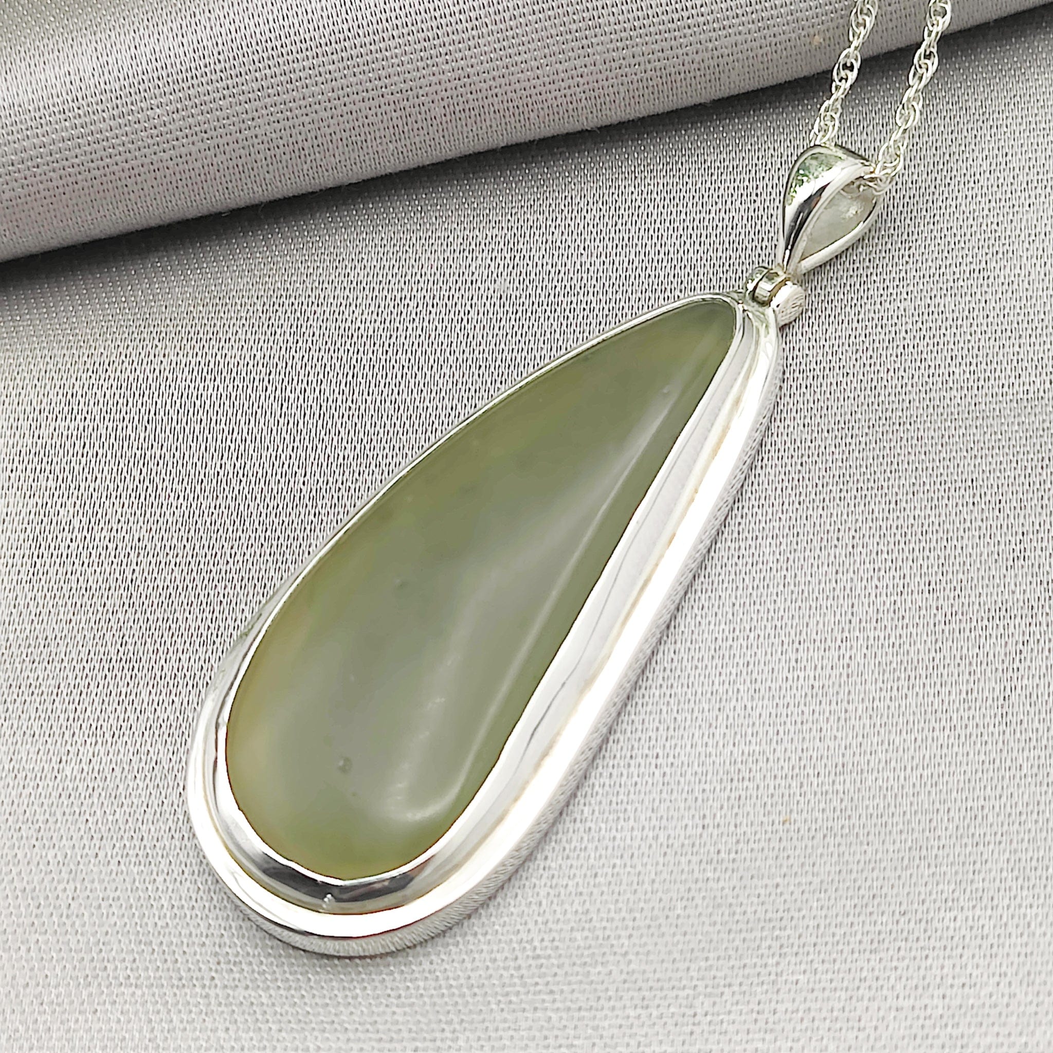 Hepburn and Hughes Jade Pendant | 48mm Curve | 35th Anniversary | Sterling Silver