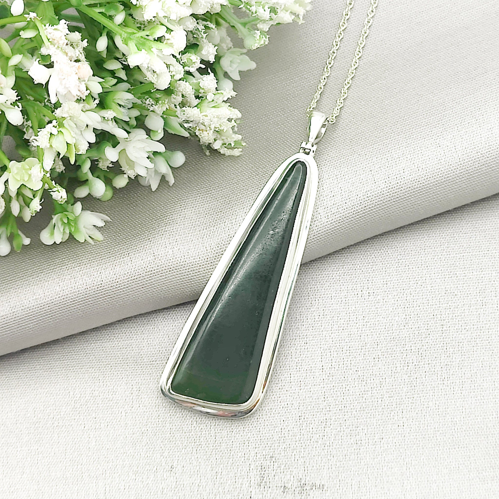 Hepburn and Hughes Jade Pendant | 55mm Abstract | 35th Anniversary | Sterling Silver