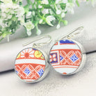 Hepburn & Hughes Japanese Imari Earrings | Round Porcelain Drop Earrings | Sterling Silver