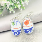 Hepburn & Hughes Japanese Imari Earrings | Upcycled Oval Earrings | Sterling Silver