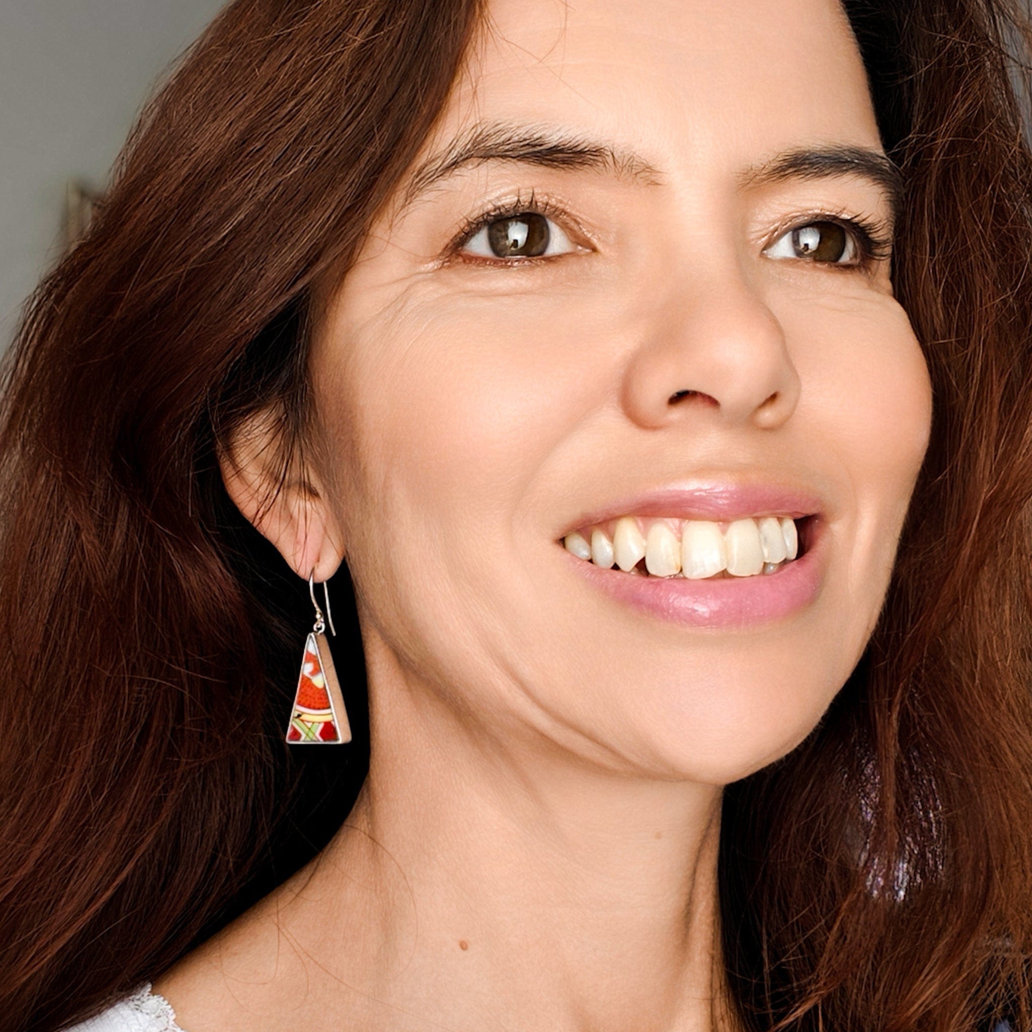 Hepburn & Hughes Japanese Imari Earrings | Upcycled Porcelain Jewellery | Sterling Silver