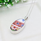 Hepburn & Hughes Japanese Imari Pendant | 30mm Oval Porcelain | 18th Wedding anniversary | Sterling Silver