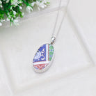 Hepburn and Hughes Japanese Imari Pendant | 30mm Oval Porcelain | 18th Wedding anniversary | Sterling Silver
