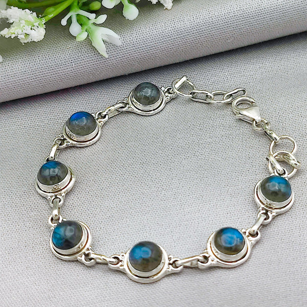 Labradorite Bracelet x circles Gemstone Gift Sterling