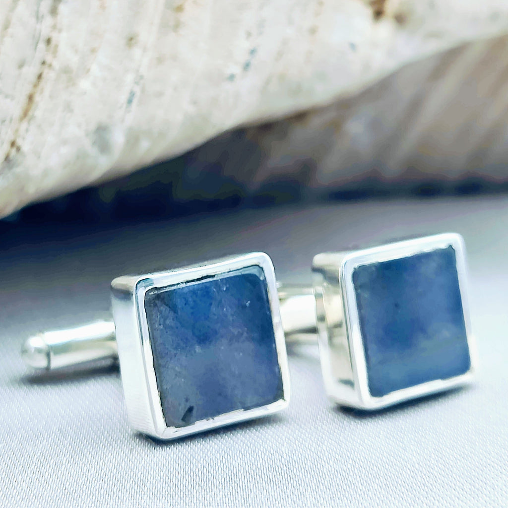 Hepburn and Hughes Labradorite Cufflinks | Blue Gemstone Gift | Sterling Silver