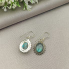 Hepburn and Hughes Labradorite Earrings | Beaded Oval | Sterling Silver