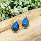 Hepburn and Hughes Labradorite Earrings | Blue gemstone | Teardrop | Sterling Silver