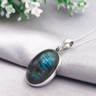 Hepburn and Hughes Labradorite Pendant | 25mm Oval | Sterling Silver