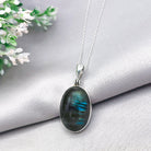 Hepburn and Hughes Labradorite Pendant | 25mm Oval | Sterling Silver