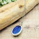 Hepburn and Hughes Labradorite Pendant | Blue Gemstone 30mm Oval | Sterling Silver