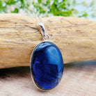 Hepburn and Hughes Labradorite Pendant | Blue Gemstone 30mm Oval | Sterling Silver