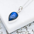 Hepburn and Hughes Labradorite Pendants in Sterling Silver | 15mm length | Blue Gemstone
