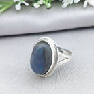 Hepburn and Hughes Labradorite Ring | Large Oval Blue Gemstone | Sterling Silver