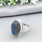 Hepburn and Hughes Labradorite Ring | Large Oval Blue Gemstone | Sterling Silver
