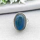 Hepburn and Hughes Labradorite Ring | Large Oval Blue Gemstone | Sterling Silver