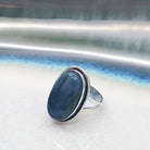 Hepburn and Hughes Labradorite Ring | Large Oval Blue Gemstone | Sterling Silver