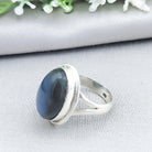 Hepburn and Hughes Labradorite Ring | Large Oval Blue Gemstone | Sterling Silver
