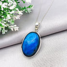 Hepburn and Hughes Labradorite Statement Pendant | 40mm Oval | Sterling Silver