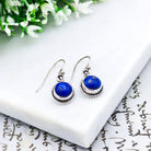 Hepburn and Hughes Lapis Lazuli Drop Earrings | Ornate Round Gemstones in Ornate Sterling Silver | September Birthstone