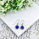 Hepburn and Hughes Lapis Lazuli Drop Earrings | Ornate Round Gemstones in Ornate Sterling Silver | September Birthstone