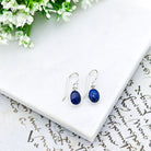 Hepburn and Hughes Lapis Lazuli Earrings | 14mm Oval  with Single Bezel Silver | September Birthstone | Sterling Silver