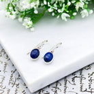 Hepburn and Hughes Lapis Lazuli Earrings | 14mm Oval  with Single Bezel Silver | September Birthstone | Sterling Silver