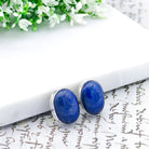 Hepburn and Hughes Lapis Lazuli Earrings | 15mm Oval Studs in Sterling Silver | 9th Wedding Anniversary