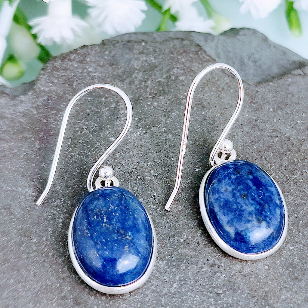 Hepburn and Hughes Lapis Lazuli Earrings | Oval | September Birthstone | Sterling Silver