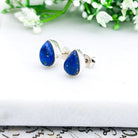 Hepburn and Hughes Lapis Lazuli Earrings | Teardrop Studs | Blue Gemstone | September Birthstone | Sterling Silver