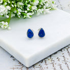 Hepburn and Hughes Lapis Lazuli Earrings | Teardrop Studs | Blue Gemstone | September Birthstone | Sterling Silver