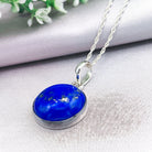 Hepburn and Hughes Lapis Lazuli Pendant | 20mm Circle | September Birthstone | Sterling Silver