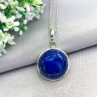 Hepburn and Hughes Lapis Lazuli Pendant | 20mm Circle | September Birthstone | Sterling Silver