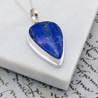 Hepburn and Hughes Lapis Lazuli Pendant | 33mm Inverted Teardrop | 9th Anniversary | Sterling Silver