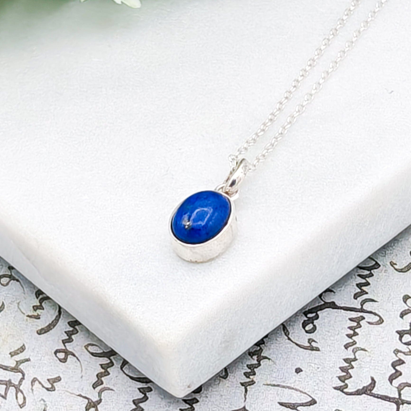 Hepburn and Hughes Lapis Lazuli Pendant | Small 15mm Oval | Blue Gemstone | Sterling Silver