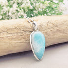 Hepburn and Hughes Larimar Gemstone Pendant | 32mm Teardrop | Sterling Silver