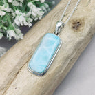 Hepburn and Hughes Larimar Gemstone Pendant | 37mm Rectangle | Sterling Silver